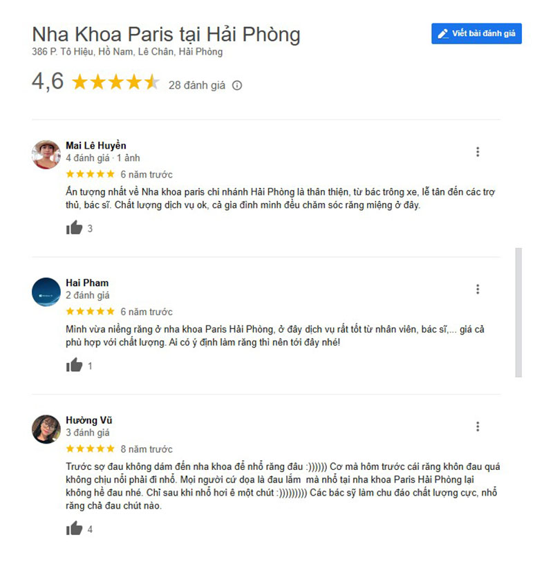 8 Nha khoa niềng răng Hải Phòng uy tín, tốt nhất Một số feedback từ người trải nghiệm dịch vụ trước đó