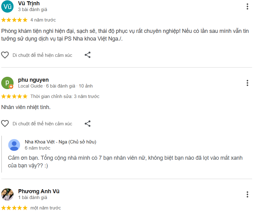 Nha khoa Việt Nga là một cơ sở nha khoa uy tín trong khu vực Mễ Trì
