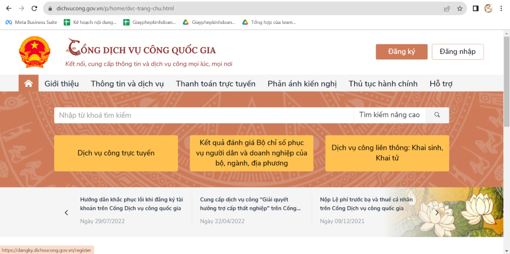 Nộp hồ sơ xin đăng ký giấy phép kinh doanh qua cổng dịch vụ công