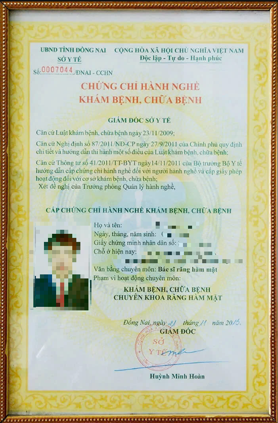 Chứng chỉ hành nghề của người chịu trách nhiệm chuyên môn kỹ thuật và nhân sự y tế