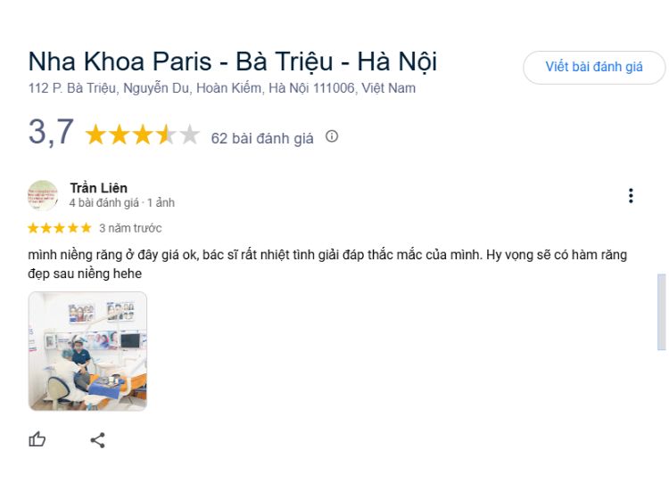 Paris là địa chỉ nha khoa uy tín tại Bà Triệu được khách hàng tin tưởng lựa chọn 