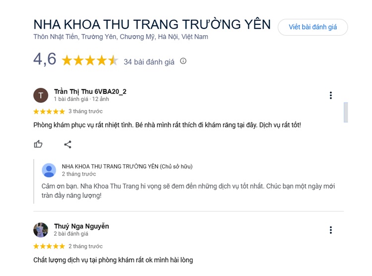 Chất lượng dịch vụ nhận về nhiều lời khen trên Google Review