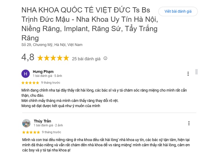 Phòng khám được đánh giá 4,8/5 sao với nhiều lời khen về hiệu quả điều trị