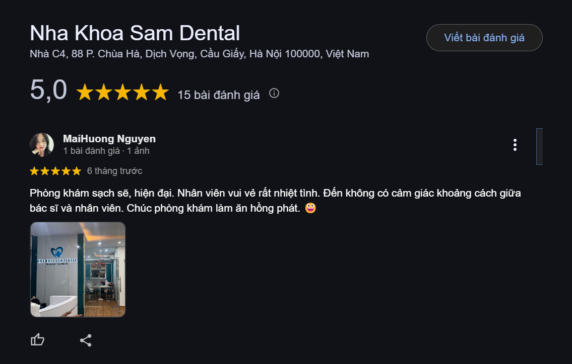 Những đánh giá tích cực từ khách hàng về nha khoa Sam Dental