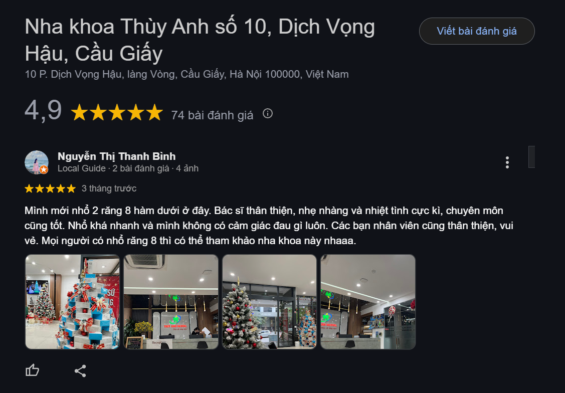 Đánh giá của khách hàng về nha khoa Thùy Anh