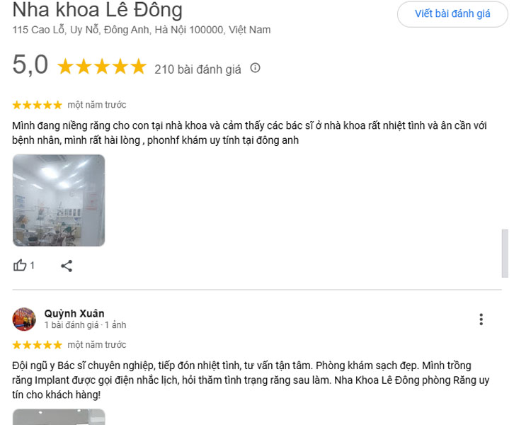 Đánh giá về nha khoa Lê Đông