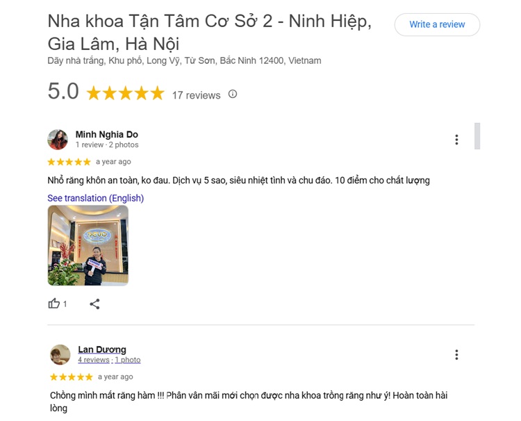 Đánh giá nha khoa Tận Tâm Gia Lâm
