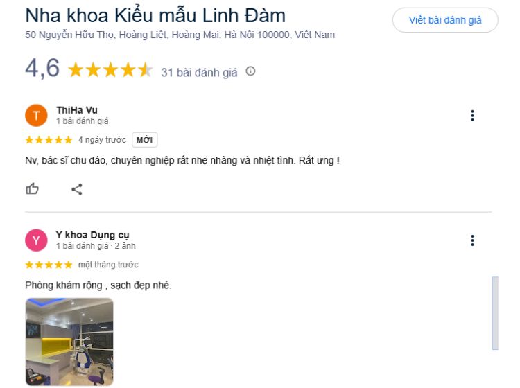Nha khoa ở Hoàng Liệt: Địa chỉ, bảng giá và đánh giá chi tiết Nhận xét về Kiểu mẫu Linh Đàm