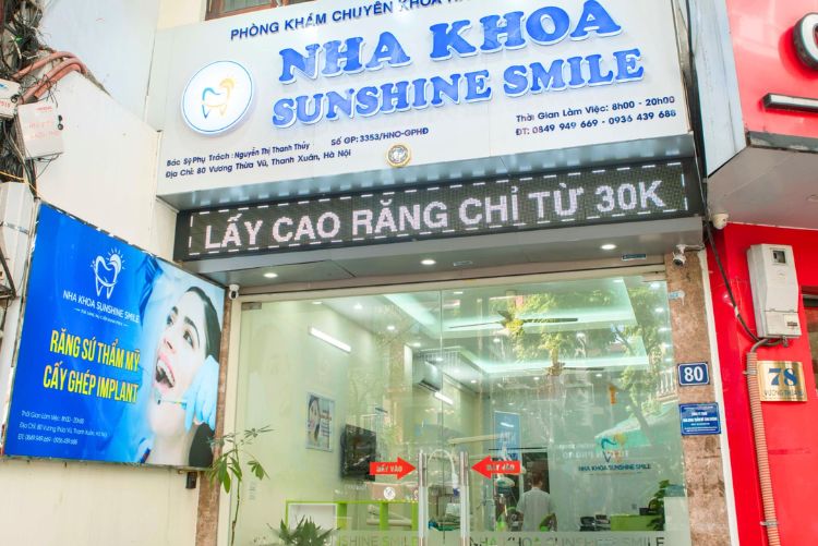 Cập nhật địa chỉ các nha khoa ở Khương Trung mới nhất Nha khoa Sunshine Smile - Cơ sở Vương Thừa Vũ, Khương Trung, Thanh Xuân, Hà Nội