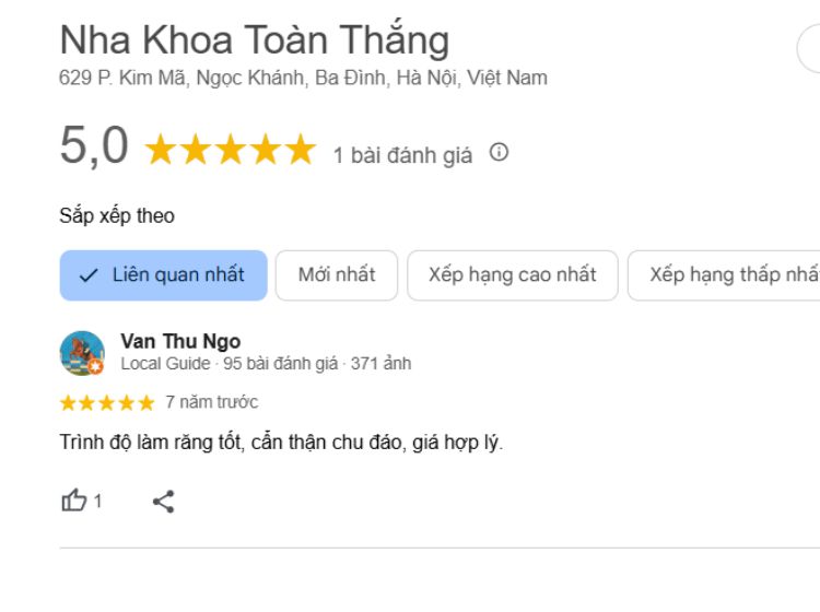 Tổng hợp các nha khoa ở Kim Mã có dịch vụ uy tín nhất Toàn Thắng là địa chỉ nha khoa uy tín, được nhiều khách hàng lựa chọn tại khu vực Kim Mã