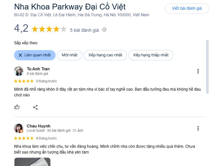 Parkway là chuỗi phòng khám nổi tiếng, có mặt tại Hà Nội và các thành phố lớn