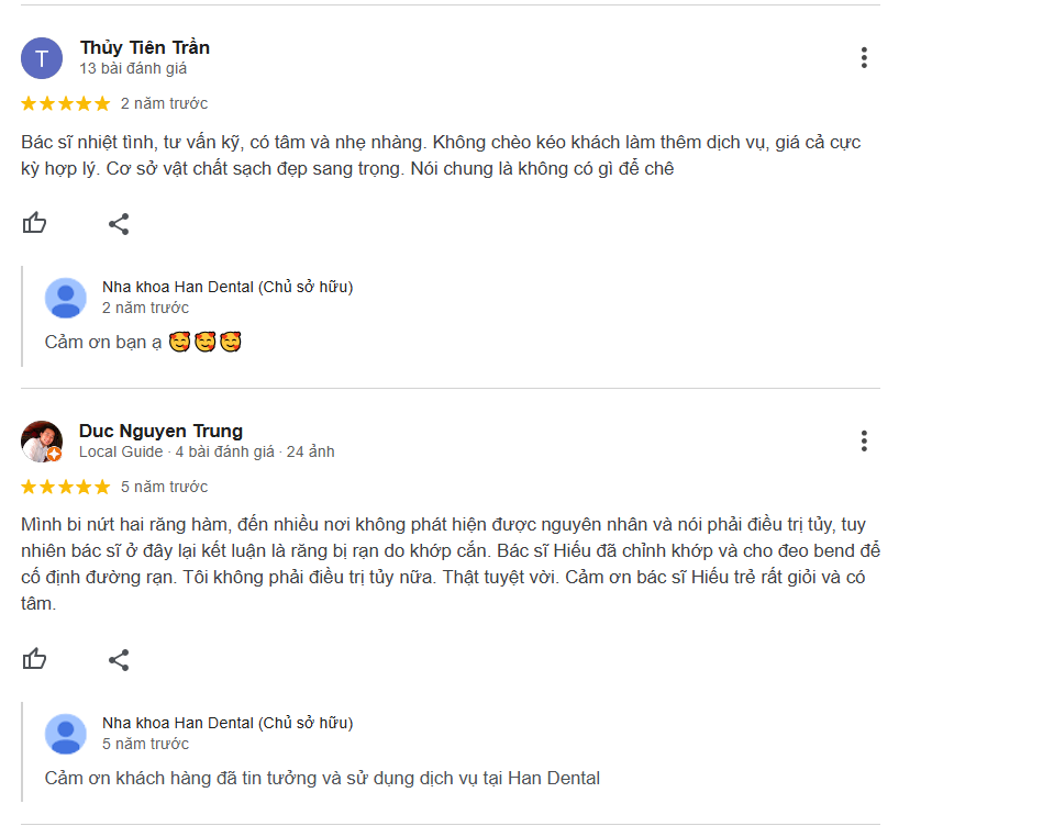 Review chi tiết các nha khoa ở Lê Văn Lương nổi bật nhất Nhận xét về Han Dental