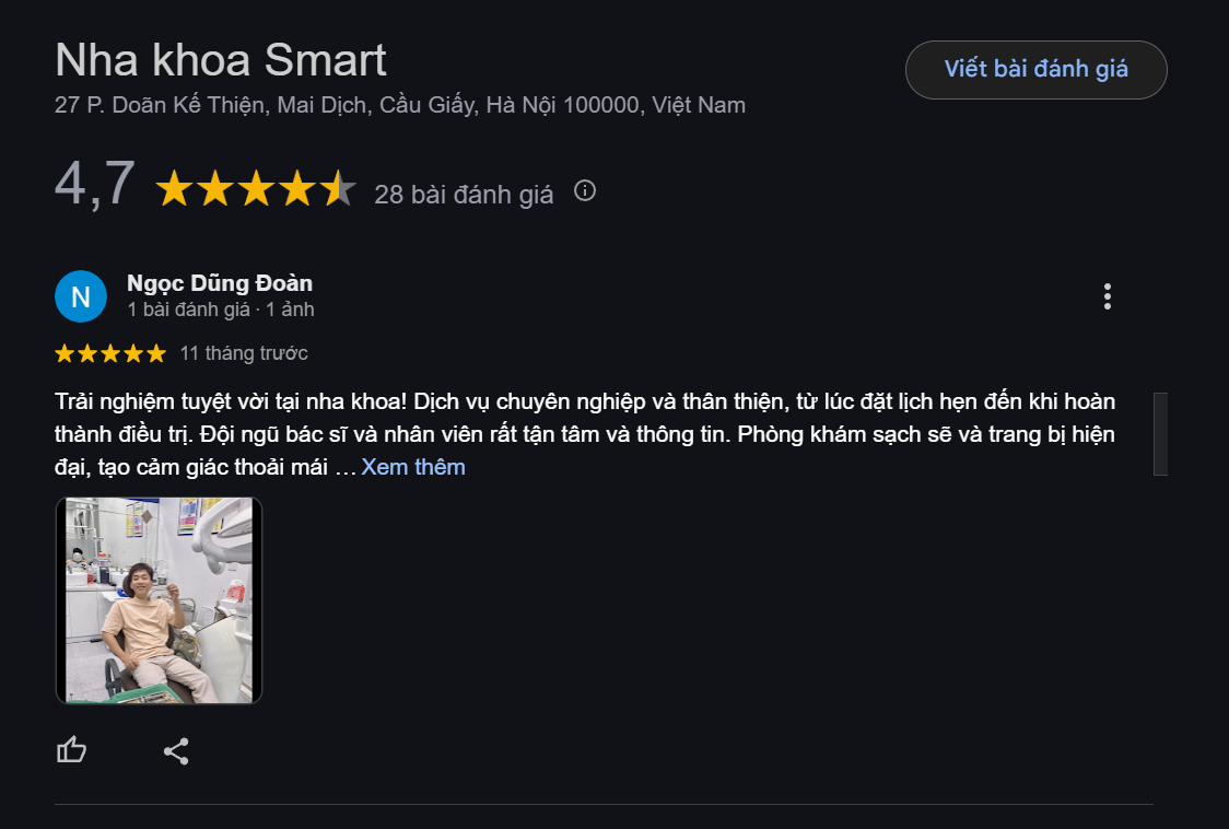 Nha khoa Smart được đánh giá cao về chất lượng dịch vụ