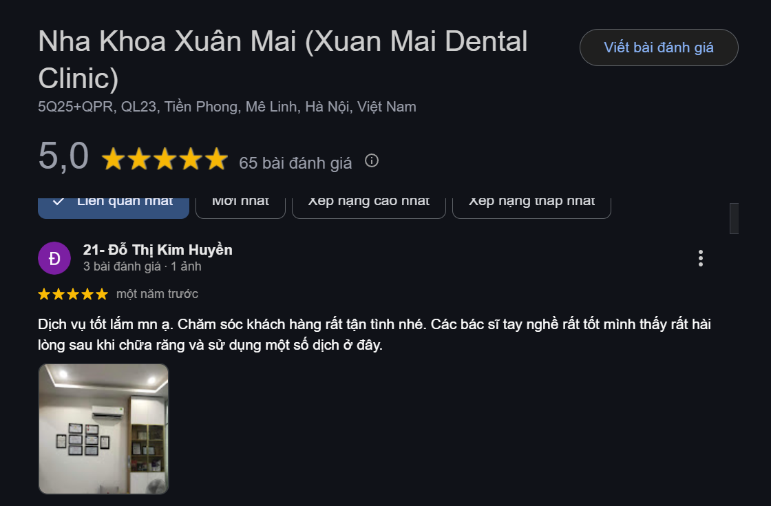 Cập nhật địa chỉ các nha khoa ở Mê Linh uy tín mới nhất Cơ sở vật chất tại nha khoa Xuân Mai hiện đại, tiên tiến