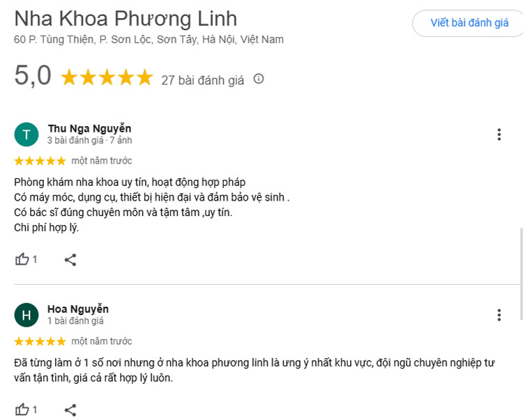 Đánh giá nha khoa Phương Linh