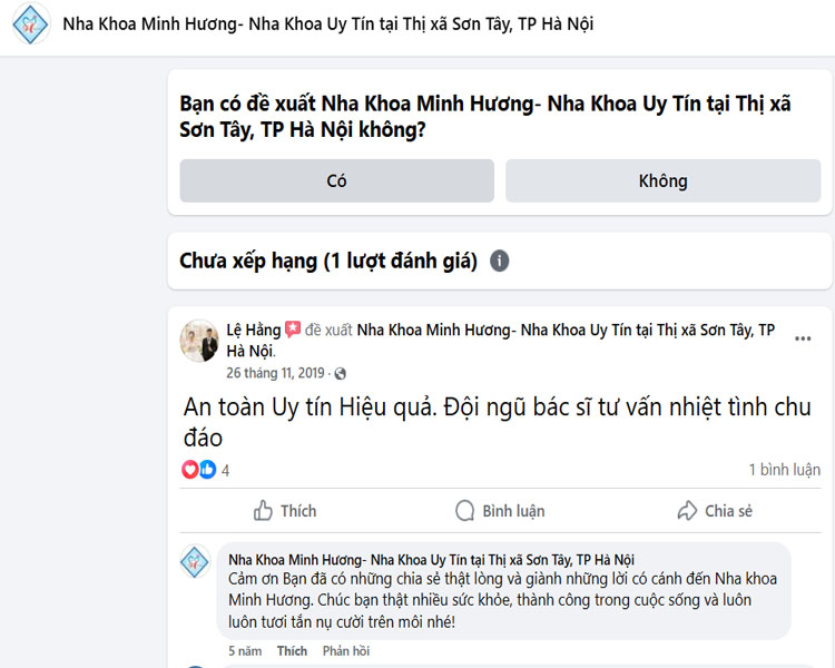 Đánh giá về nha khoa Minh Hương