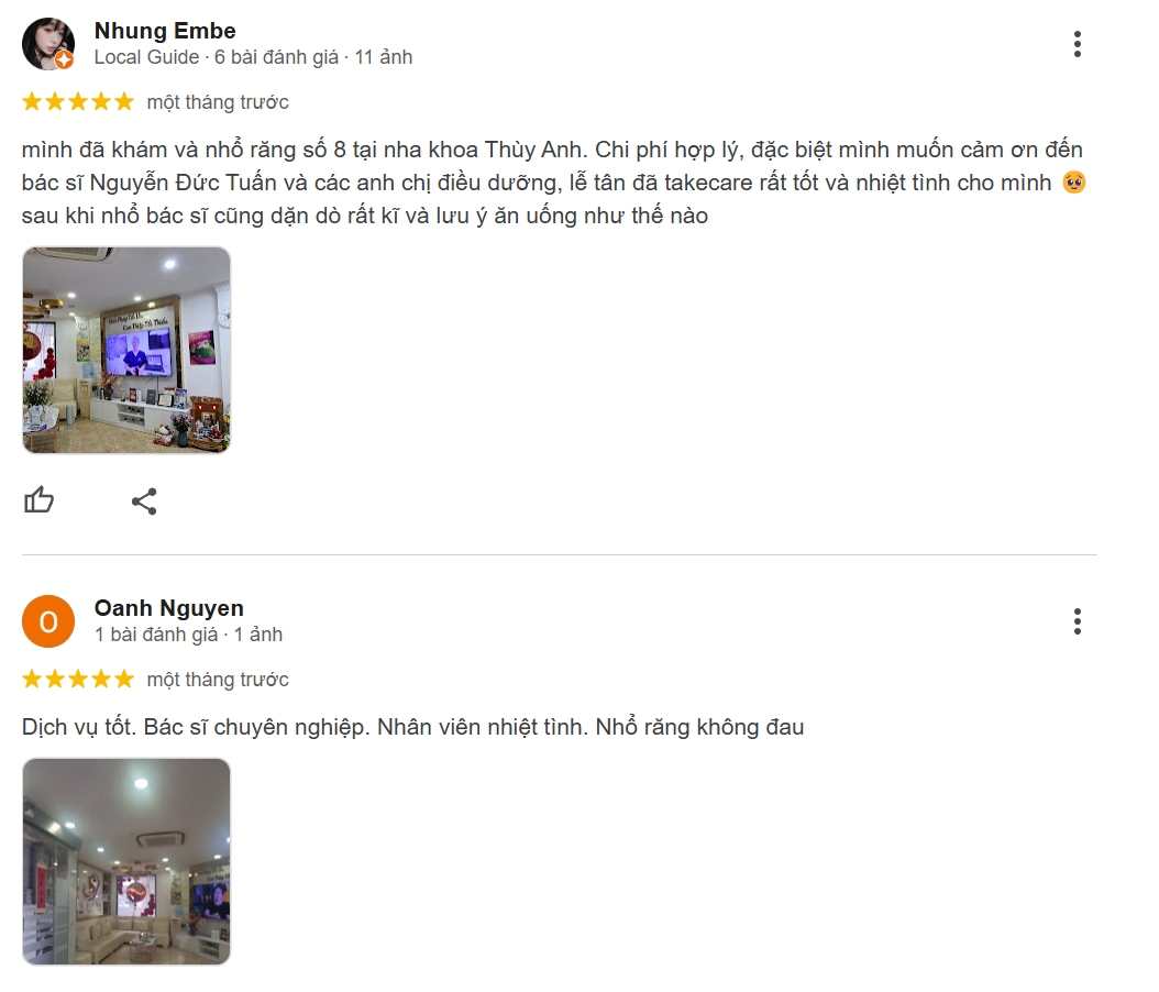 Tất tần tật những thông tin về các nha khoa ở Thái Thịnh Các bác sĩ tại phòng khám Thùy Anh được nhiều khách hàng yêu quý và tin tưởng