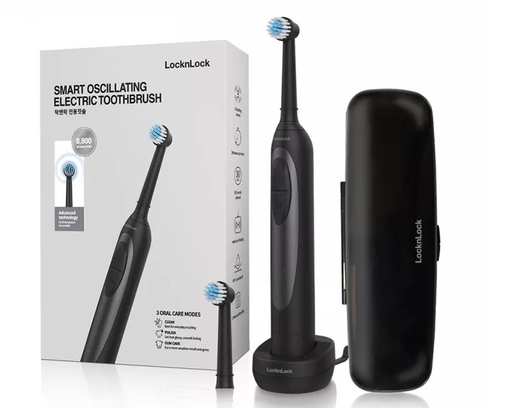 Review chi tiết top 7 bàn chải điện cho răng nhạy cảm Bàn chải điện Lock&Lock sử dụng pin Lithium 700mAh có thời gian sử dụng lên đến 3 tuần