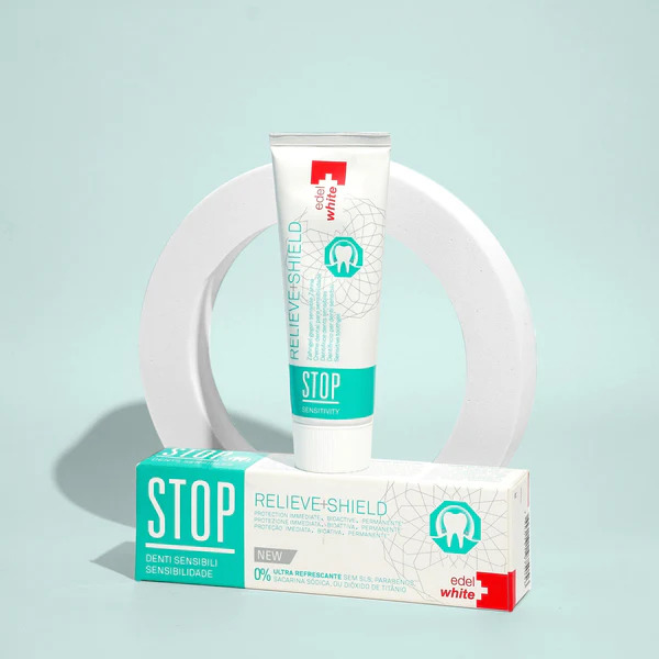 Top 10+ kem đánh răng nhạy cảm chống ê buốt chảy máu chân răng EdelWhite Stop Sensitivity chứa thành phần Canxi Fluorosilicates (CFPS) độc đáo giúp răng giảm ê buốt nhanh chóng