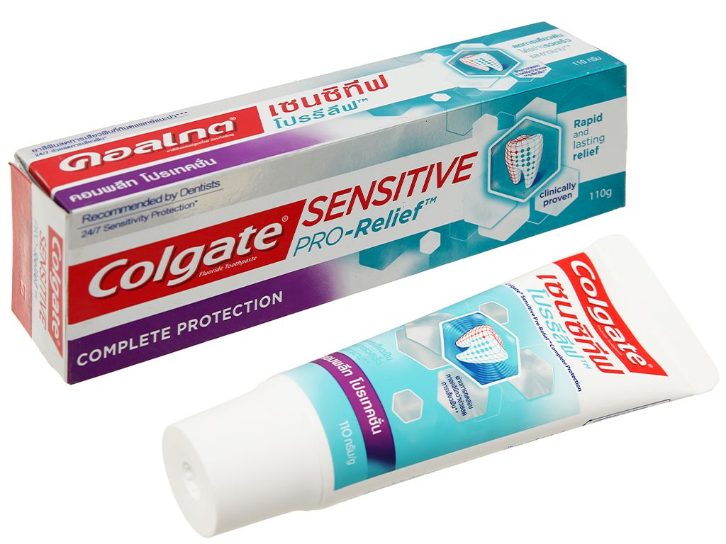 Top 10+ kem đánh răng nhạy cảm chống ê buốt chảy máu chân răng Colgate Pro Relief Complete Protection có tích hợp 6 tác động bảo vệ răng miệng toàn diện, cho răng chắc khỏe hơn