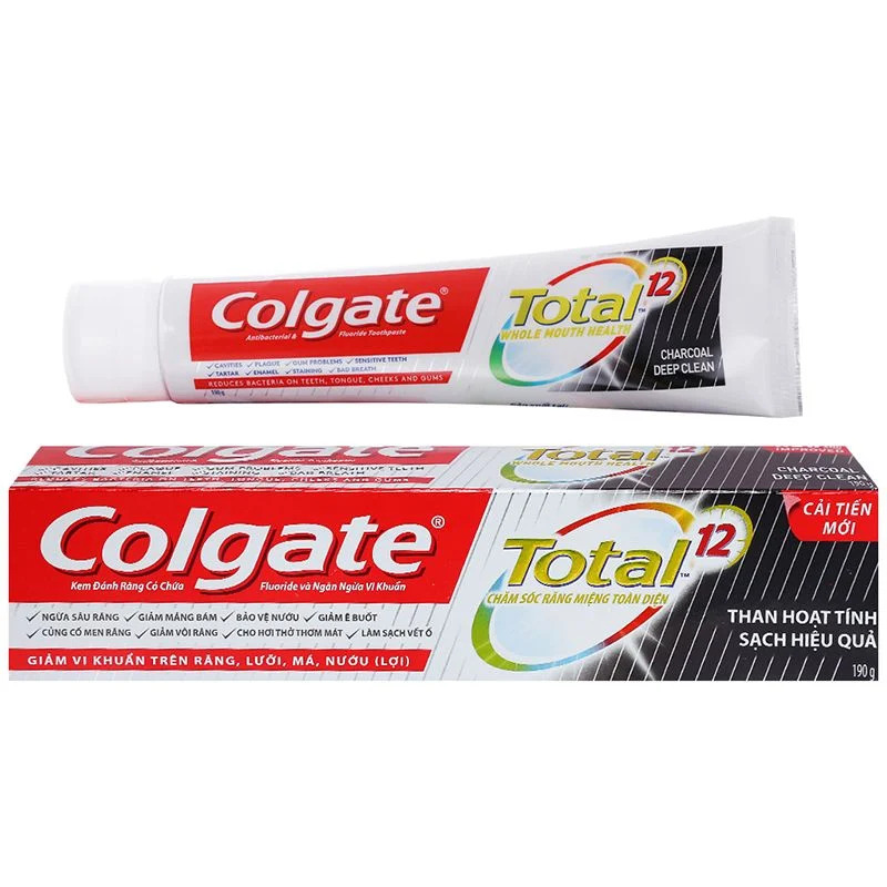 Kem đánh răng Colgate Total than hoạt tính chăm sóc răng miệng toàn diện liên tục trong 12h