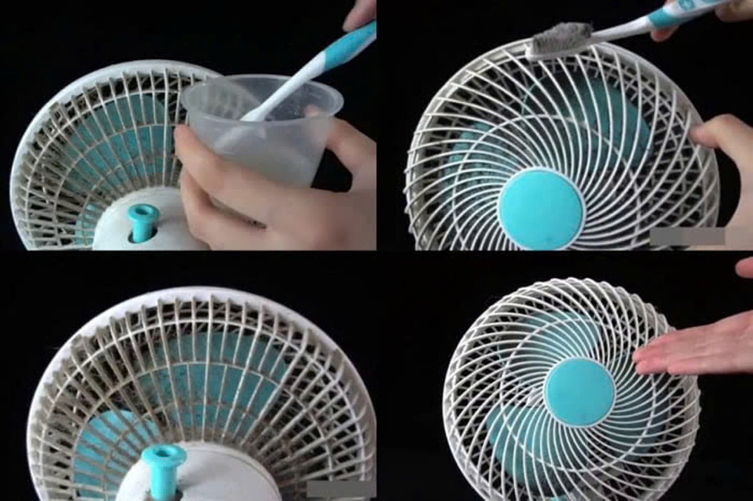 Mách chị em cách làm sạch quạt bằng kem đánh răng đơn giản dễ làm Nhúng lại vào dung dịch rồi chải trực tiếp lên khe hở của lưới quạt và các vùng bám bụi bẩn