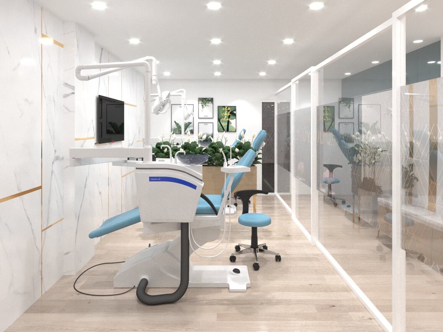 Phòng khám nha khoa phong cách “xanh” được trang trí với nhiều cây xanh mát mắt