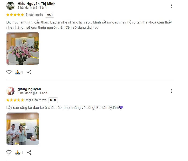 Không chỉ riêng chị Trang, nha khoa Euro Smile còn nhận được nhiều đánh giá tích cực đến từ khách hàng sử dụng dịch vụ. 