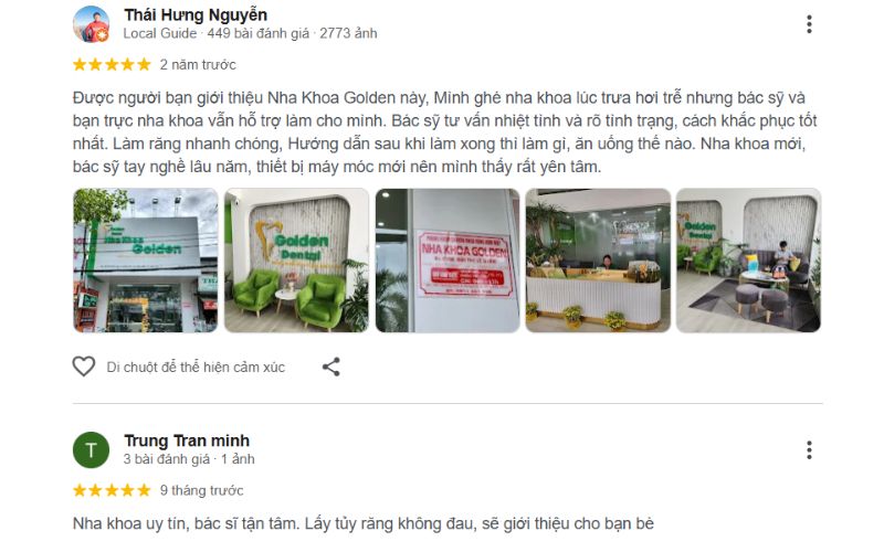 Nha khoa Golden chăm sóc răng miệng chuyên sâu toàn diện đánh giá của khách hàng
