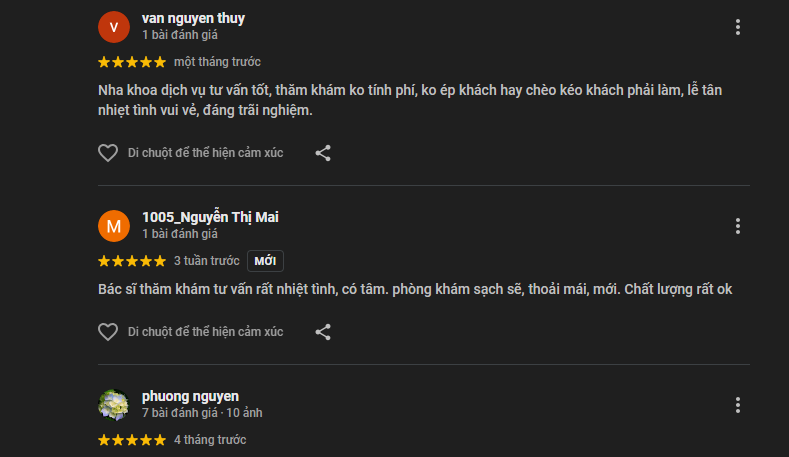 Nha khoa MIC đáp ứng mọi nhu cầu chăm sóc điều trị răng miệng đánh giá của khách hàng