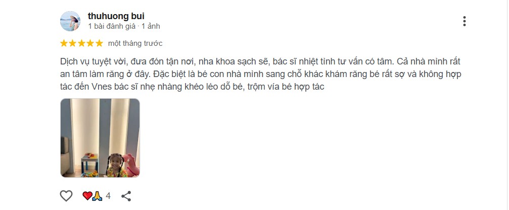 Đặt lịch giữ chỗ tại nha khoa VNES nhanh chóng ngay tại đây Đánh giá của khách hàng trên Google