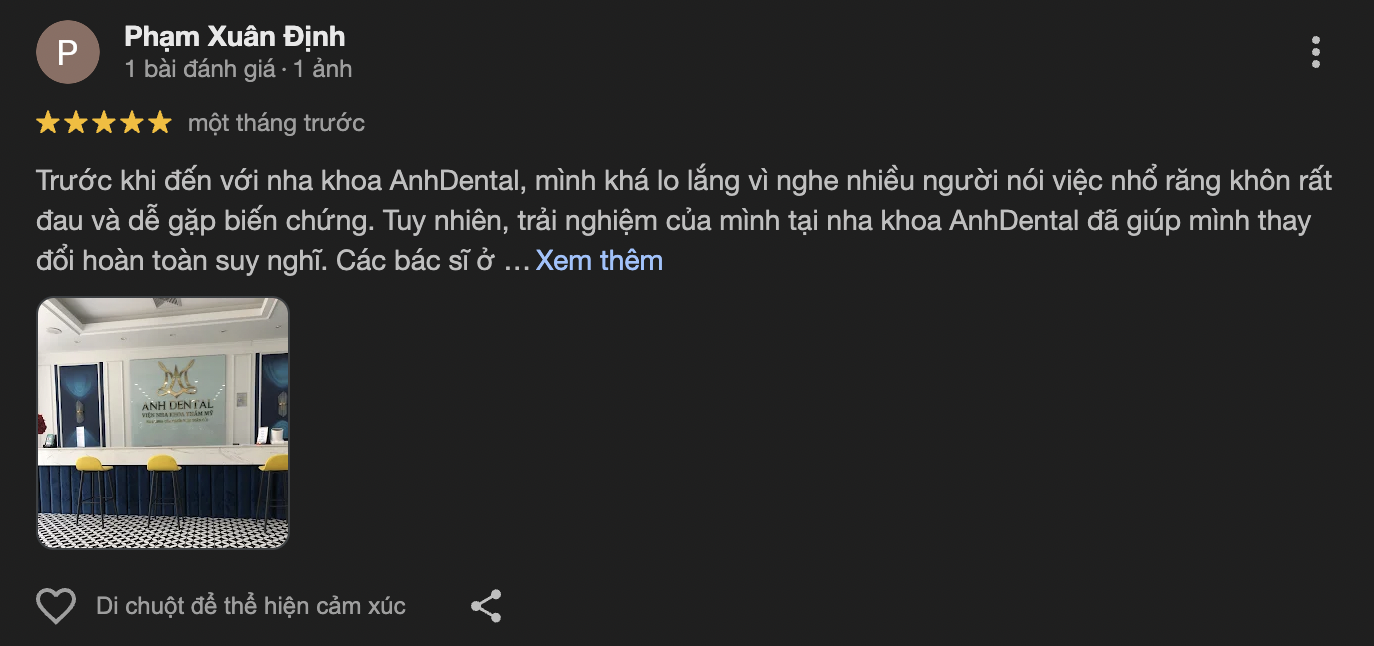 Nha khoa Anh Dental: Nha khoa của người Việt toàn cầu đánh giá của khách hàng