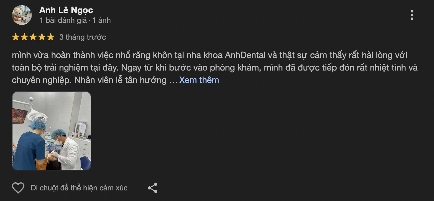 Nha khoa Anh Dental: Nha khoa của người Việt toàn cầu đánh giá của khách hàng