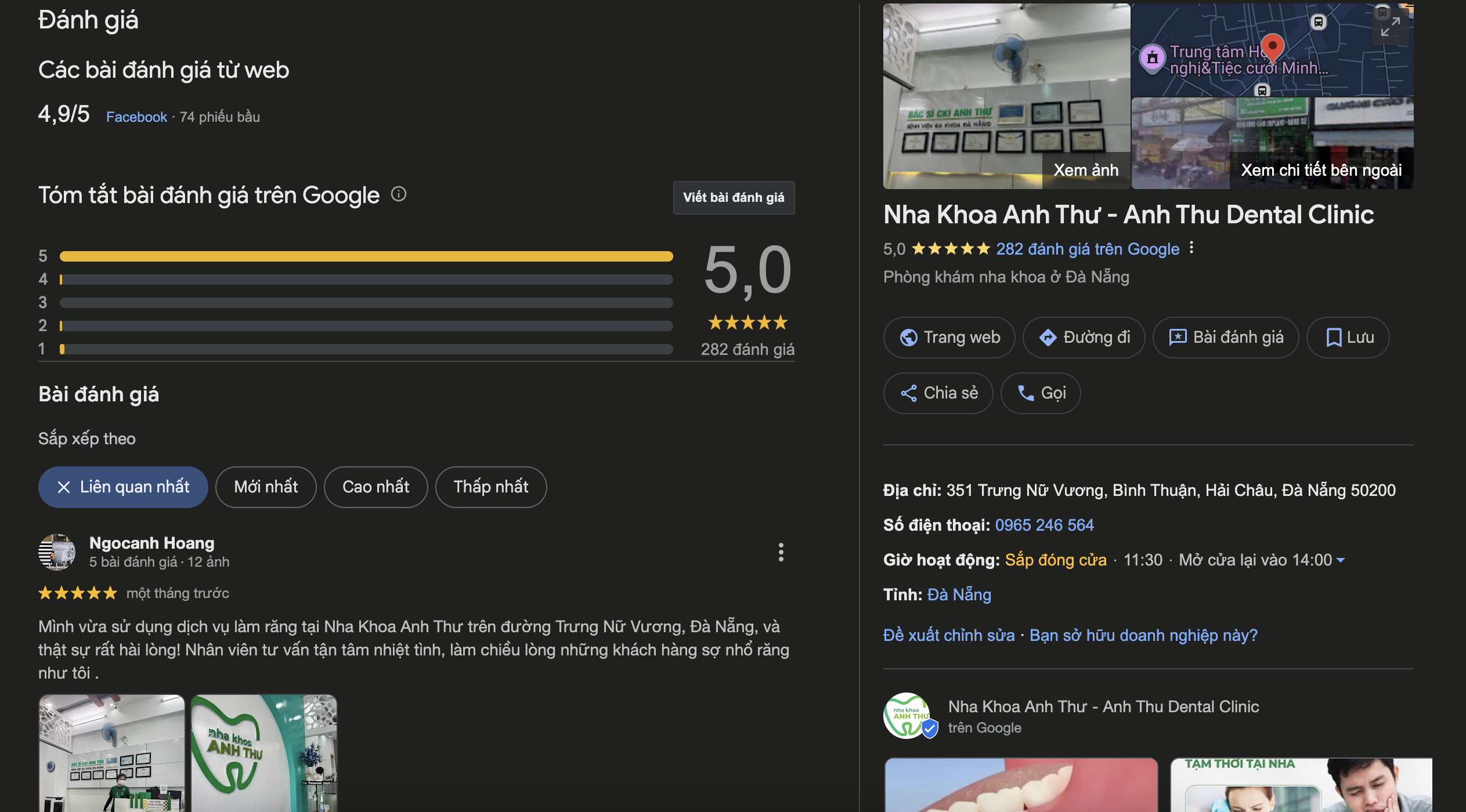 Nha khoa Anh Thư - Địa chỉ nha khoa uy tín, chất lượng tại Đà Nẵng đánh giá của khách hàng