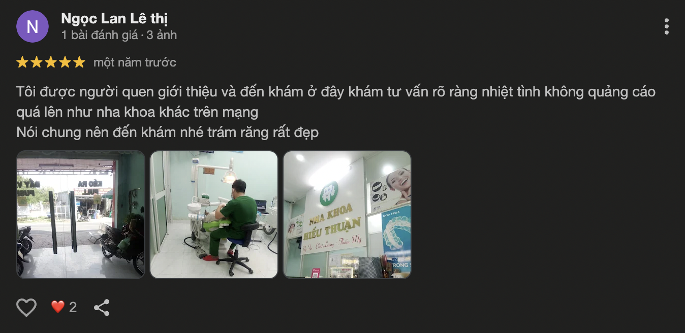 Nha khoa Hiếu Thuận nơi gửi niềm tin trao nụ cười đánh giá của khách hàng
