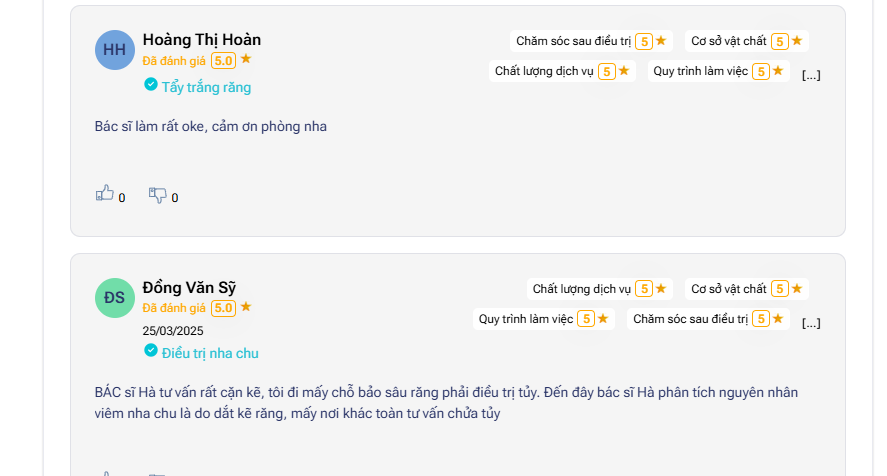 Nha khoa Ngọc Hà: Dịch vụ chuẩn quốc tế dành cho mọi người Việt Nhận xét của khách hàng