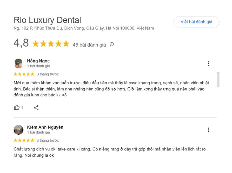 đánh giá của khách hàng