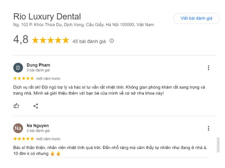 đánh giá của khách hàng