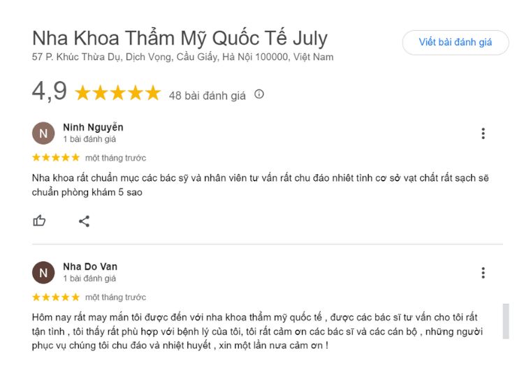 đánh giá của khách hàng