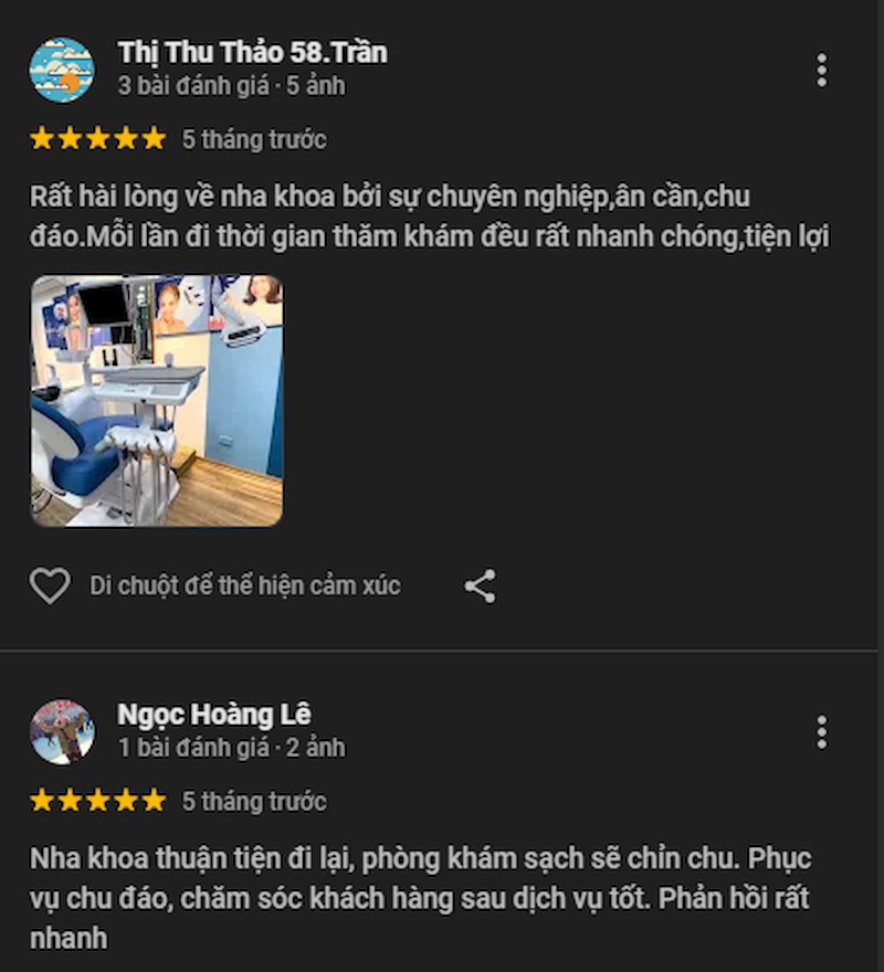 Nha Khoa Trang Dung – Địa chỉ nha khoa lâu năm uy tín tại Hà Nội đánh giá tích cực từ đông đảo khách hàng