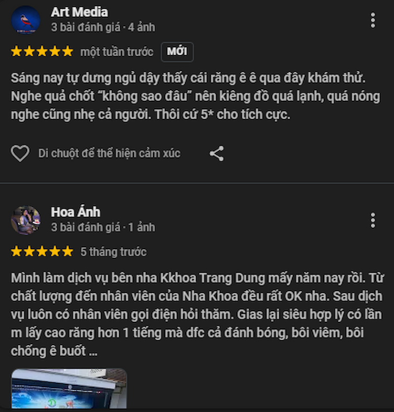 Nha Khoa Trang Dung – Địa chỉ nha khoa lâu năm uy tín tại Hà Nội đánh giá tích cực từ đông đảo khách hàng