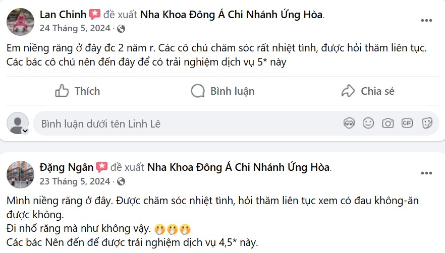 Gợi ý top nha khoa Ứng Hòa giá rẻ gần vị trí của bạn đánh giá của khách hàng
