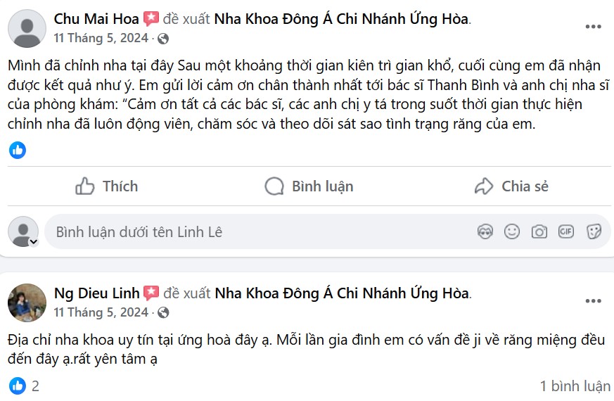 Gợi ý top nha khoa Ứng Hòa giá rẻ gần vị trí của bạn đánh giá của khách hàng