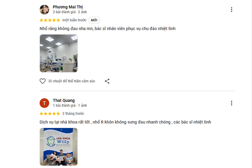 Phòng khám nhận được đánh giá 5 sao trên Google với nhiều phản hồi tích cực