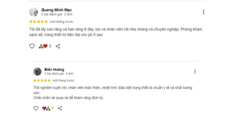 Đặt lịch giữ chỗ tại nha khoa VNES nhanh chóng ngay tại đây Đánh giá của khách hàng trên Google