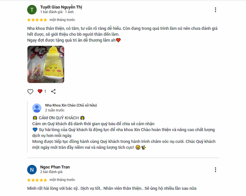 Đánh giá từ khách hàng về nha khoa