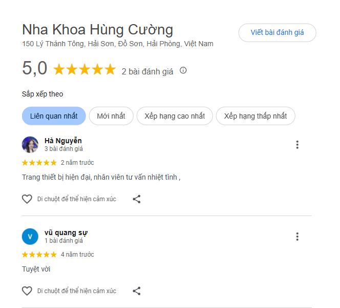 Top 4 nha khoa ở Đồ Sơn cung cấp dịch vụ chất lượng Đánh giá về Hùng Cường