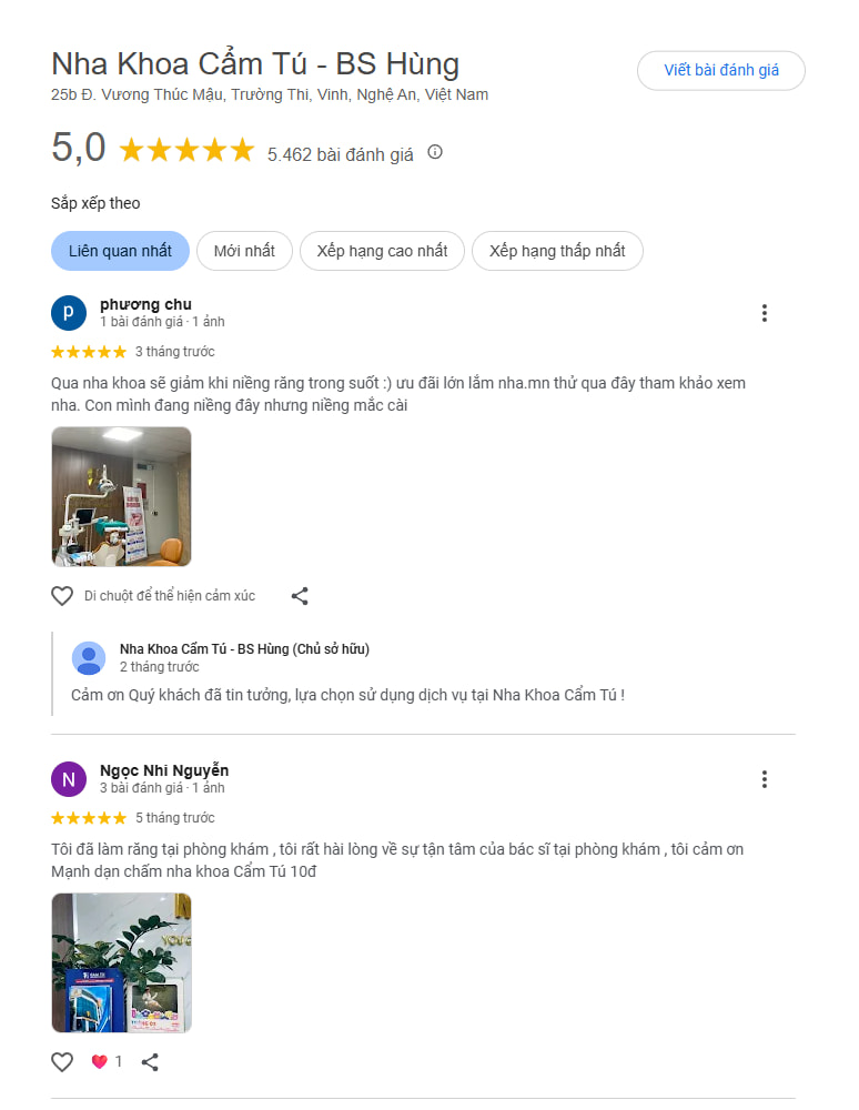 Top 3 nha khoa ở đường Lê Hồng Phong có dịch vụ chất lượng Đánh giá về Cẩm Tú
