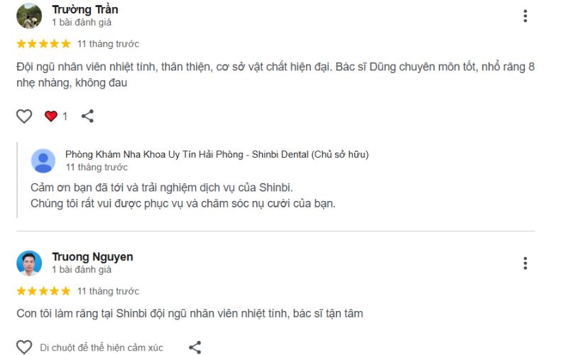 Điểm danh nha khoa ở Lê Chân dịch vụ tốt và bác sĩ tay nghề cao Nhận xét về Shinbi