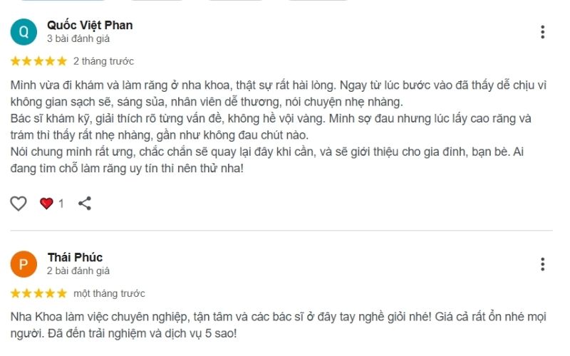 Nha khoa Việt Mỹ được khách hàng tin tưởng lựa chọn nhờ chất lượng điều trị chuẩn quốc tế và đội ngũ bác sĩ giàu kinh nghiệm.